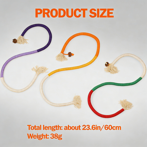 Cat Chew Rope Toy for Indoor Cats, 23.6 Inch Color Block Cotton Rope with Catnip, Safe Teething Toy for Boredom Relief and Dental Health