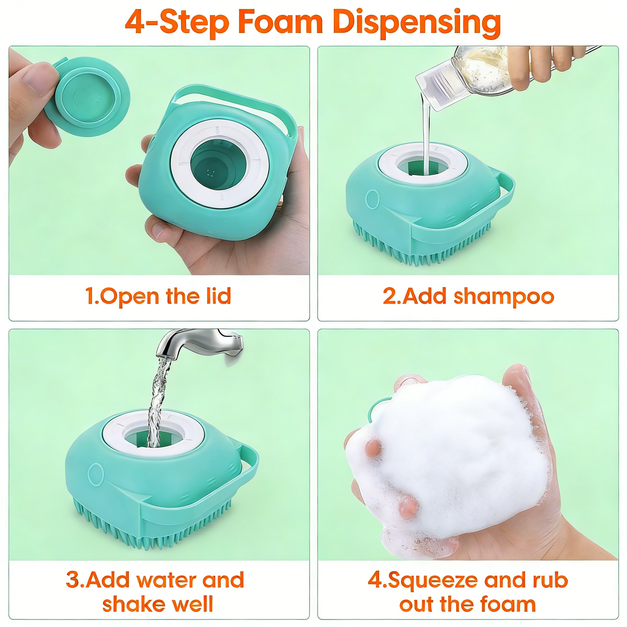 Pet Bath Massage Brush Puppy Dog Cat Grooming Cleaning Soft (Blue)