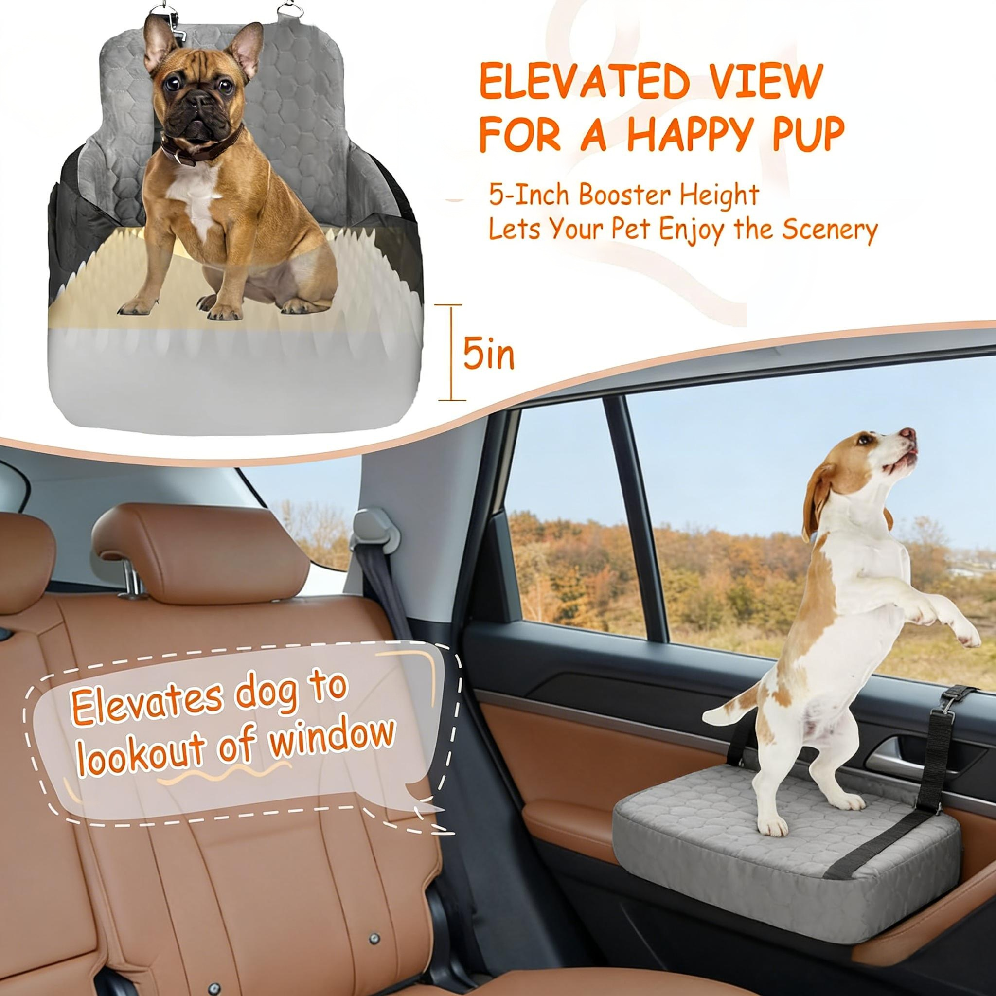 Small/Medium Dogs - Dog Booster Seat with Safety Straps & Non-Slip Base