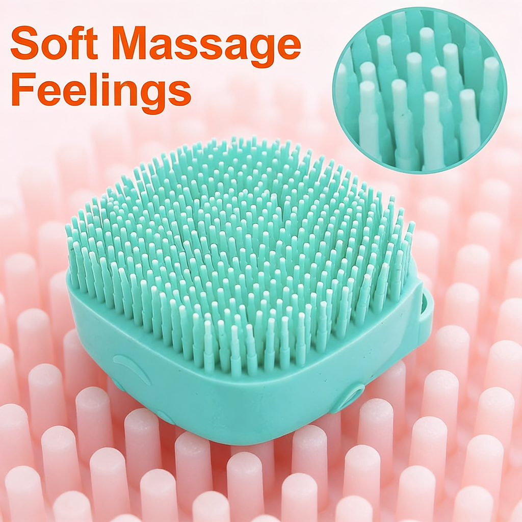 Pet Bath Massage Brush Puppy Dog Cat Grooming Cleaning Soft (Blue)