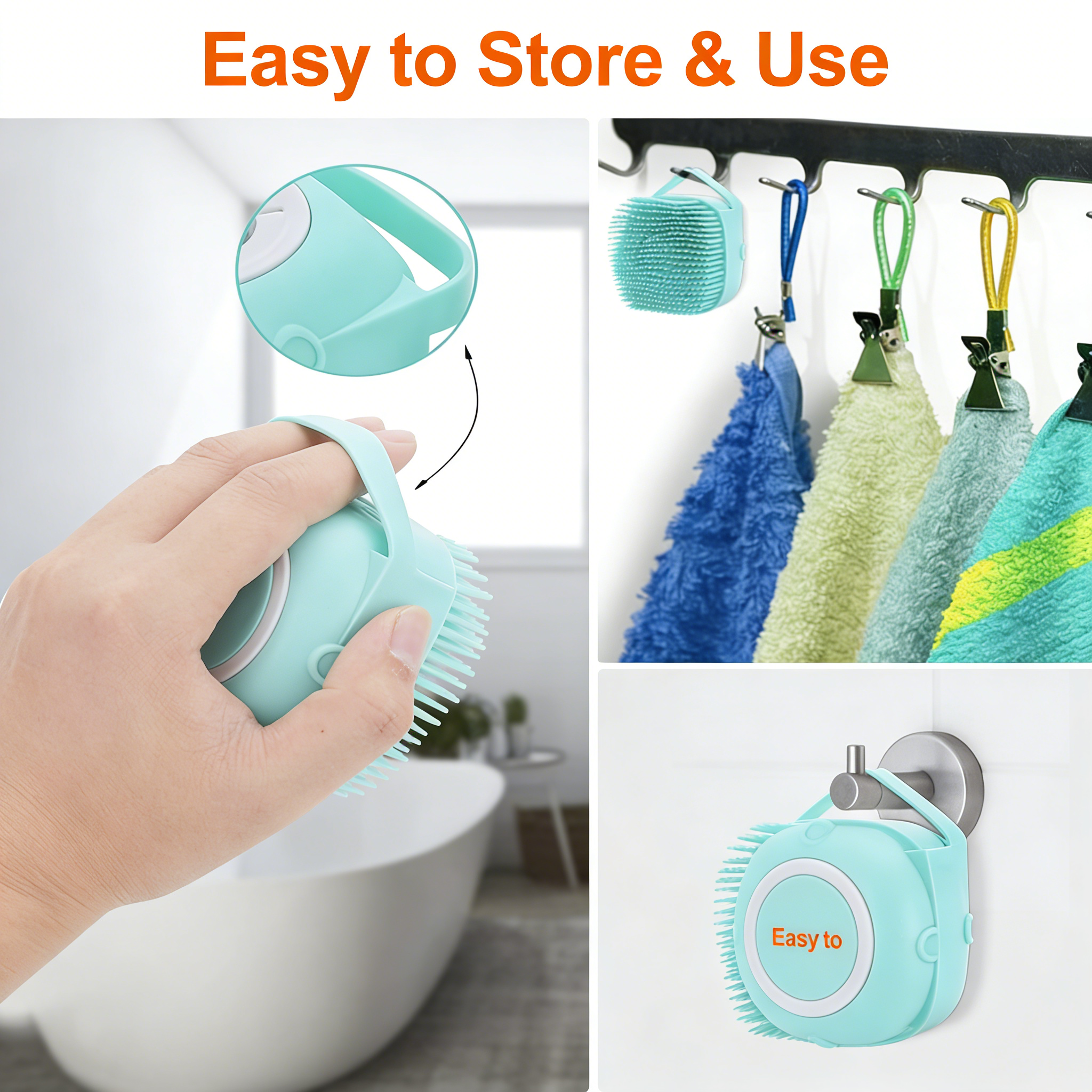 Pet Bath Massage Brush Puppy Dog Cat Grooming Cleaning Soft (Blue)