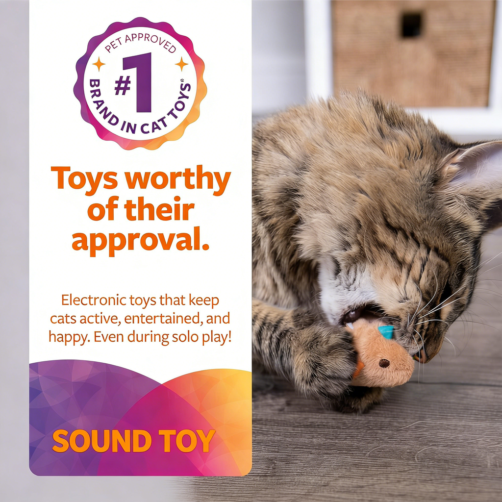 Chickadee Chirp Electronic Sound Cat Toy, Contains Catnip, Battery Powered - Light Brown, One Size